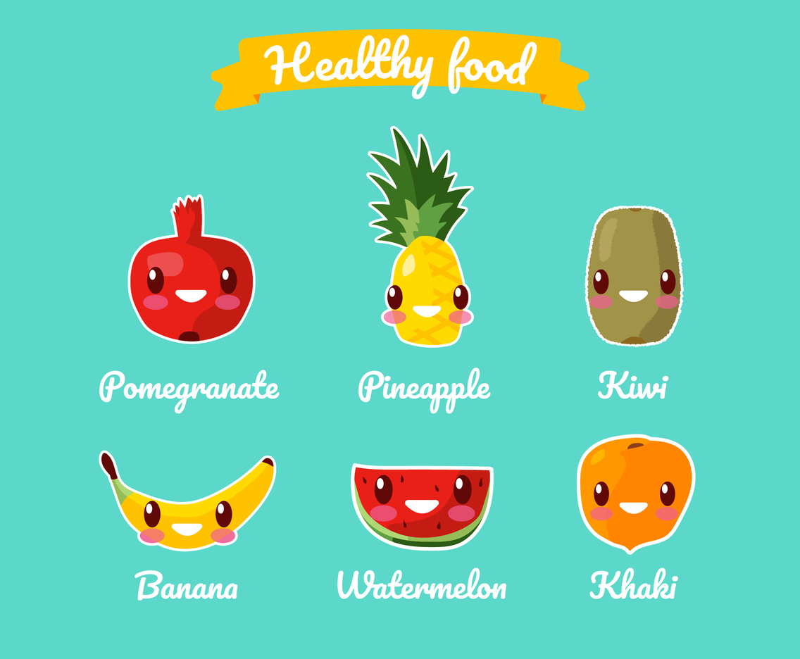 cute healthy food cartoons