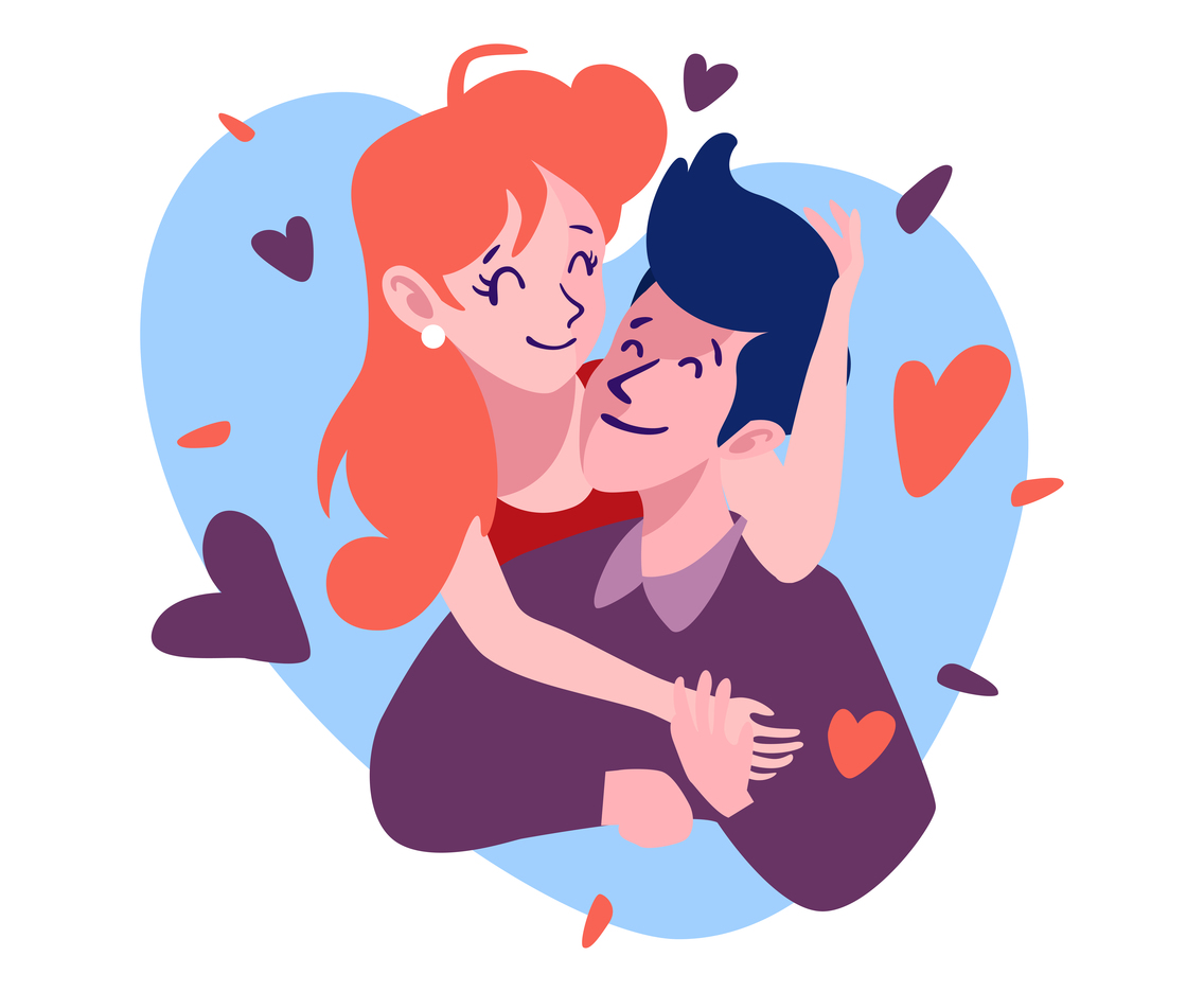 Sweet Couple Falling In Love Vector Art & Graphics