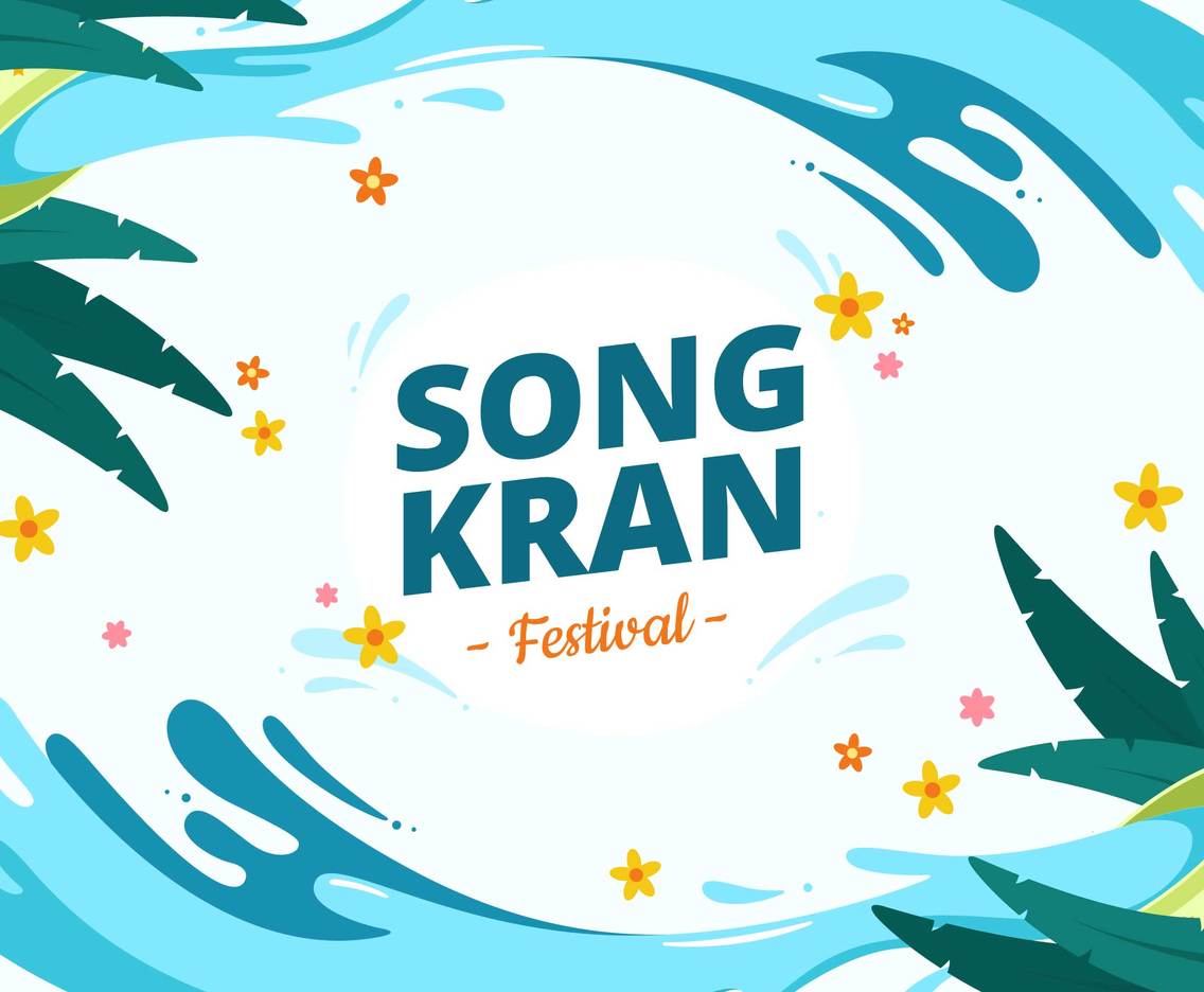 Amazing Songkran Festival Background With Splash Water And Flower Graphic  Vector Art & Graphics 