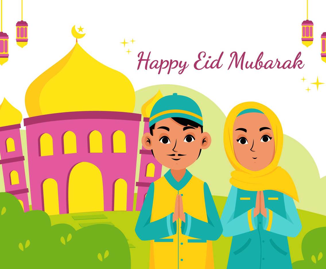 Muslim Eid Mubarak Celebration Vector Art & Graphics