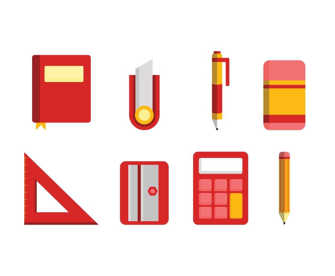Free Vector  School pens and pencils set. illustrations of stationery