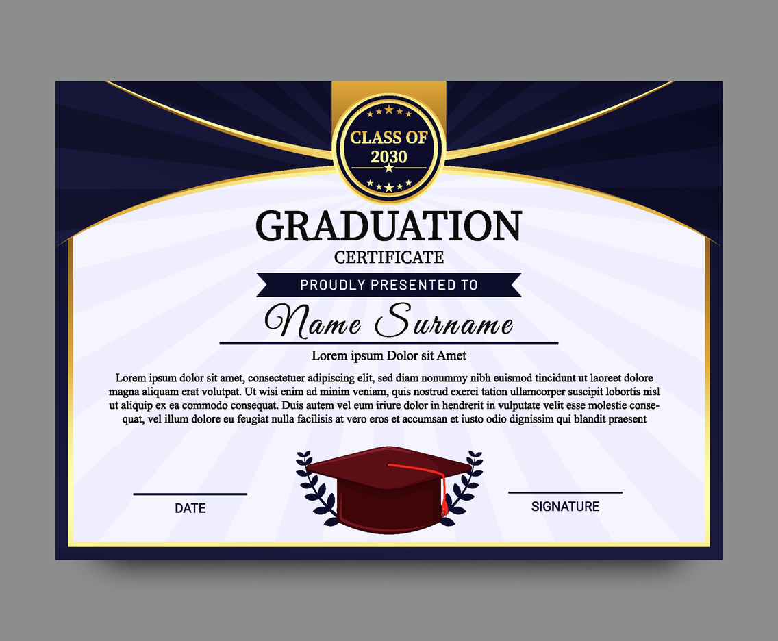 Template Certificates School Graduation General Vector Art & Graphics ...