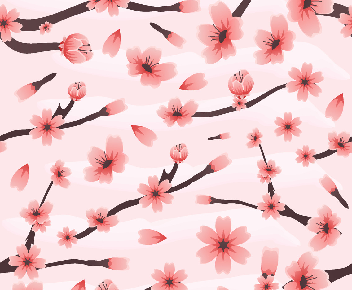 Premium Vector, Seamless pattern cherry blossoms flowers in 2024