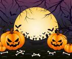 Horror And Spooky Purple Graveyard Halloween Background