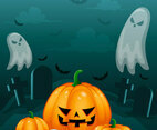 Scary Graveyard Halloween Poster