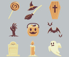 Halloween Icon Set in vintage style