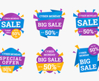 Colorful Cyber Monday Sale Label Collection