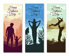 Happy Father's Day Silhouette of Father and Son or Daughter
