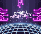 Cyber Monday Sale on Neon Background