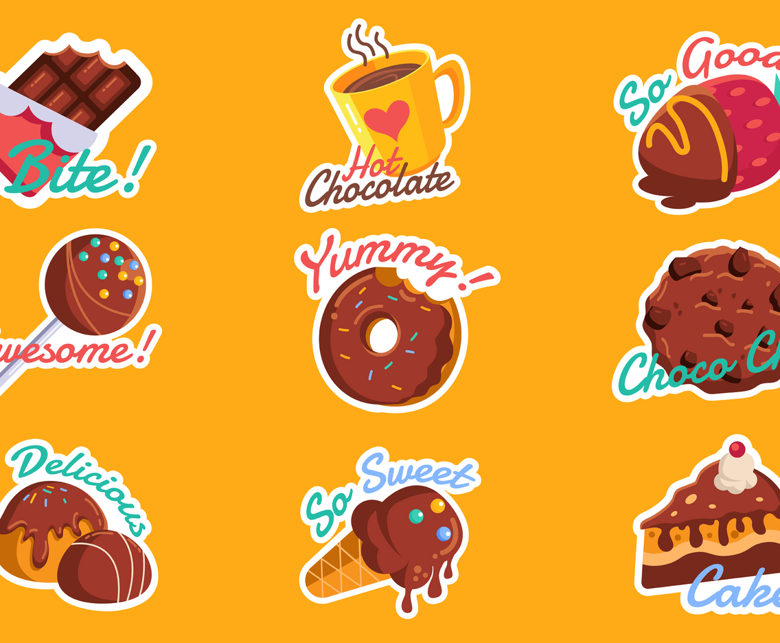 Yummy Variety of Chocolate Sticker Pack