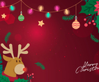 Christmass Background with Rudolph Hiding in The Bush