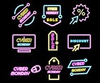 Iconic Bright Neon Label For Cyber Monday