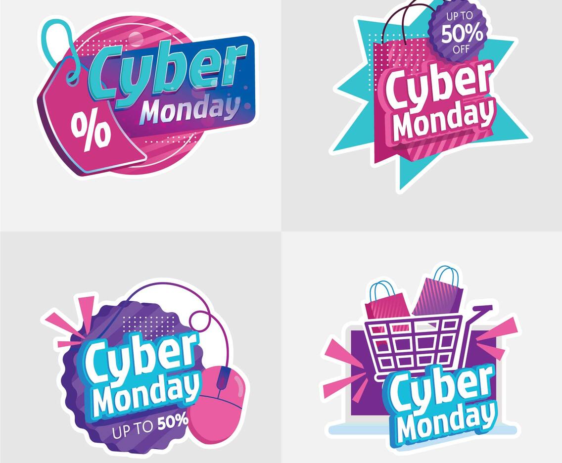 Cyber Monday Sticker with 3D Effect
