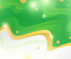 Green Waves Liquid Background with Gold Accent