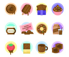 Icon Set of Lovely Chocolate Day Items