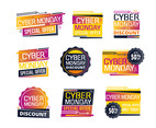 Futuristic Cyber Monday Sale Label Pack