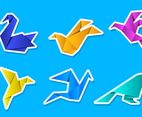Colorful Origami Paper Style Bird Sticker Collection