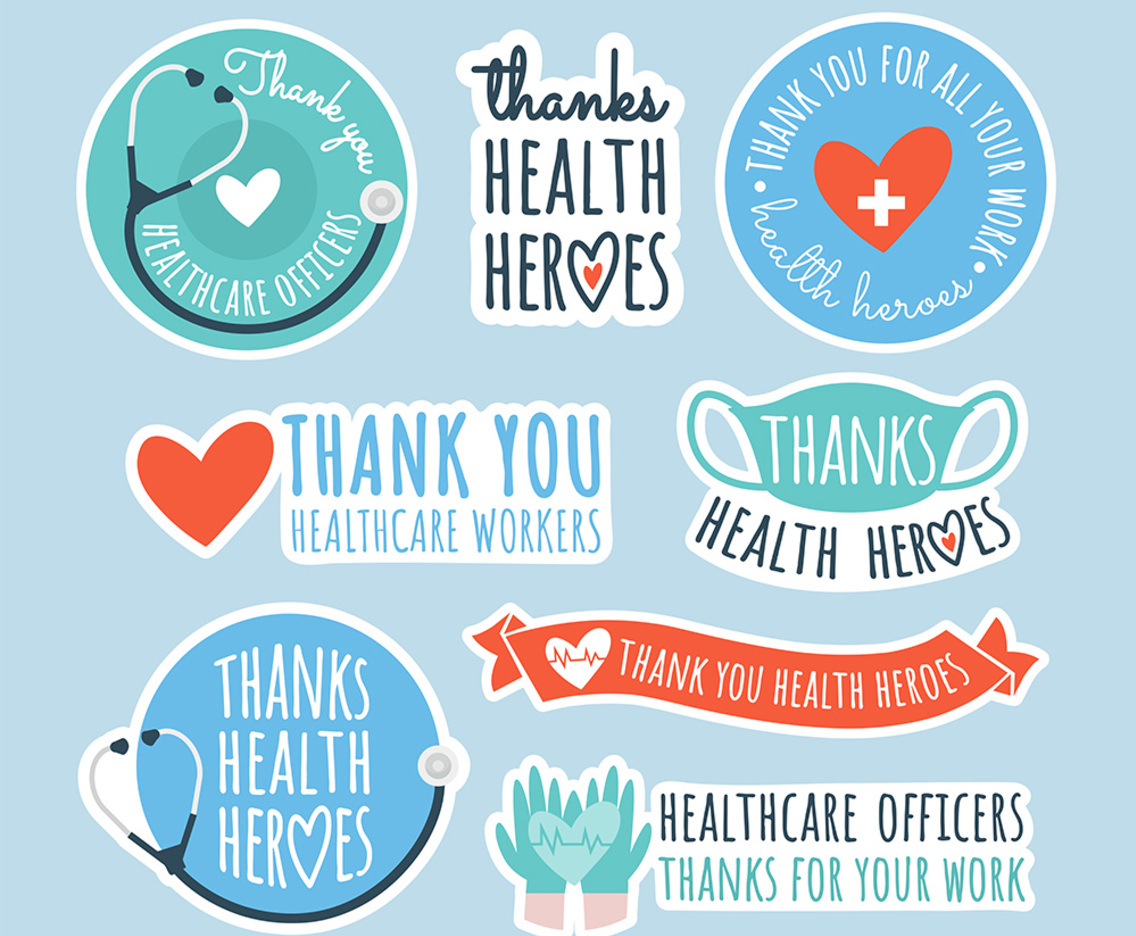 Set of Thank You Stickers for Healthcare Officers