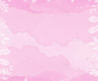 Pink Foral Watercolor Background with Leaves and Foliages