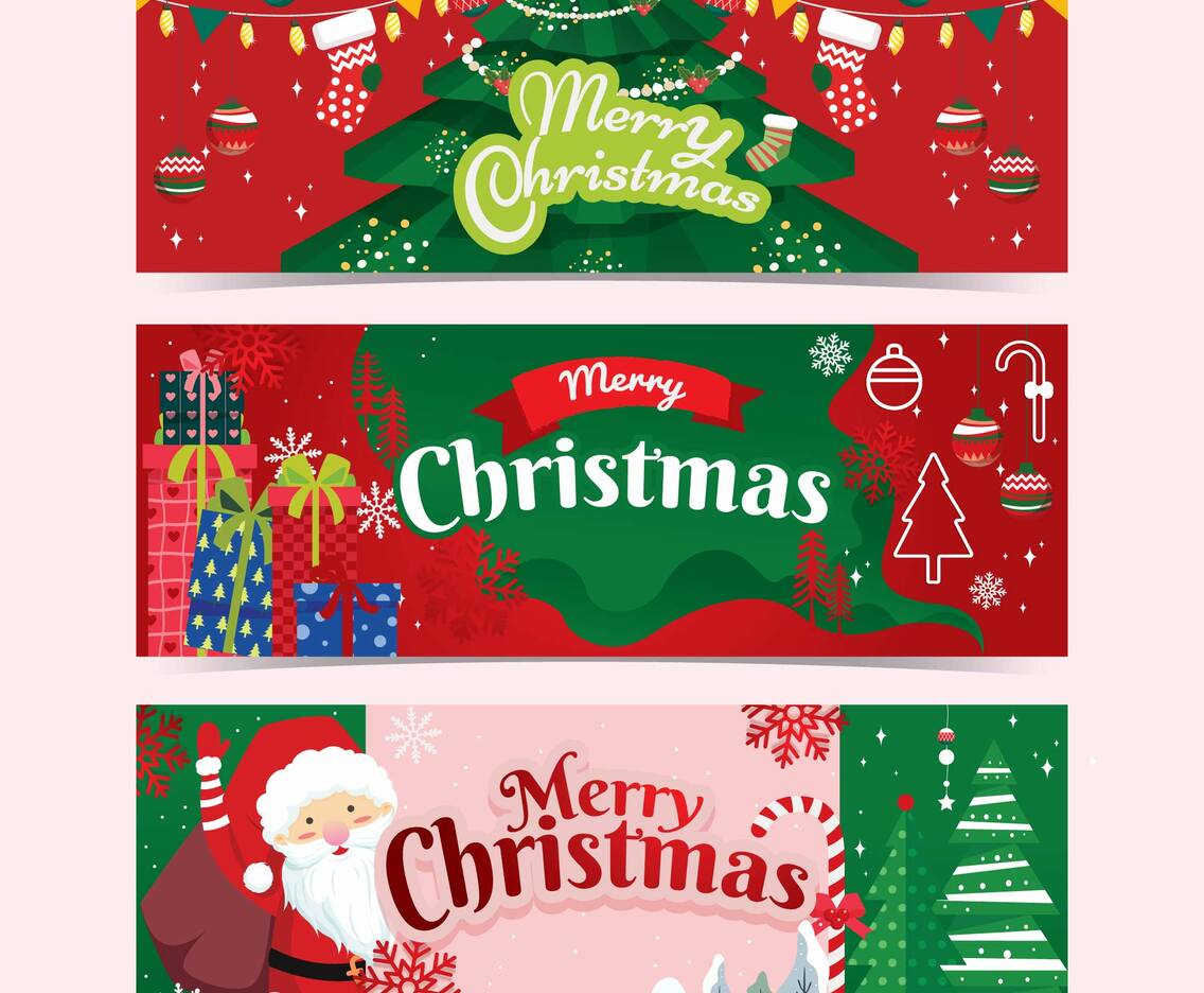 Christmas Banner with Red and Green Color