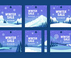Winter Season Sale Label Tag with Oudoor Scenery