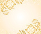 Winter Background with Sparkling Gold Snowflakes