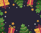 Flat Christmas Tree And Gift Background
