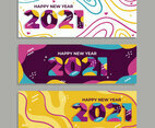 Colorful Happy New Year 2021 Banners