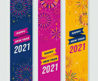 Happy New Year with Fireworks Banner