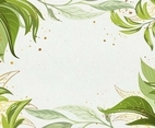 Beautiful Floral Leafs Background with Metallic Gold Foil