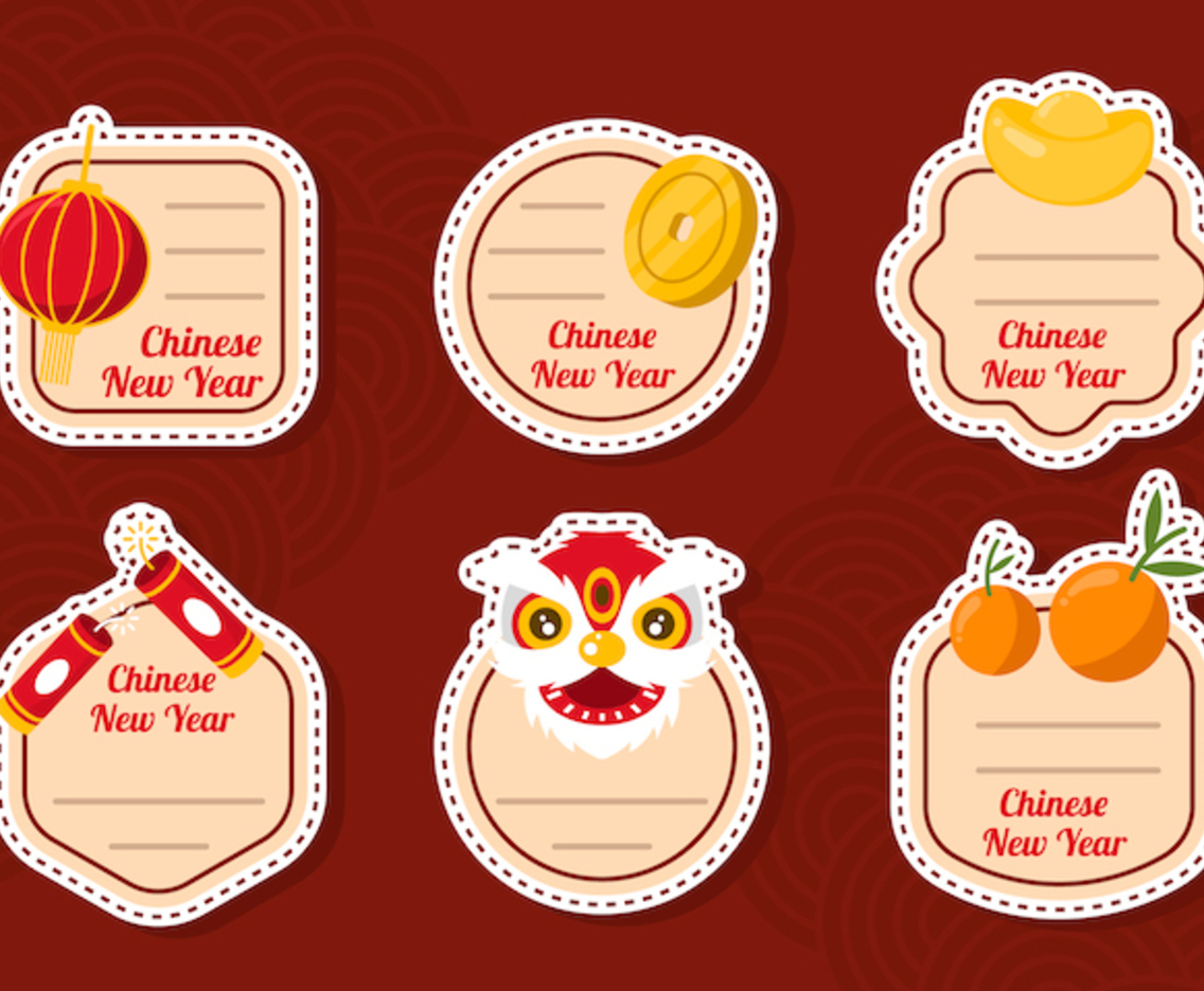 Simple Flat Chinese New Year Festivity Sticker Collection