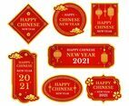 Classic Happy Chinese New Year Label Sticker