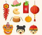 Cute Hand Drawn Chinese New Year Flat Icons