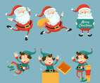 A Set of Characters of Santa Claus and His Helper