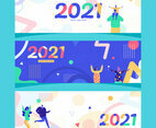 2021 Geometry Happy New Year Banner