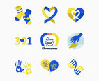 Set of Blue Yellow Down Syndrome Icon