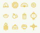 Set of Chinese New Year Line Art Icon