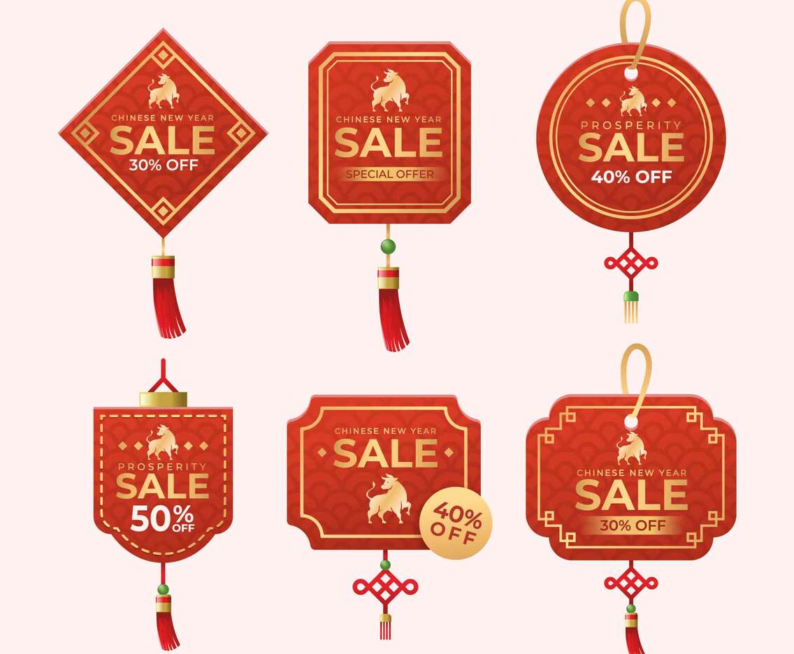 Label Design Chinese New Year Shopping