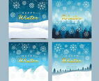 Happy Winter Greeting Cards with Snowflakes