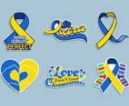 Collection of Hand Drawn Down Syndrome Awareness Stickers