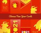 Eight Sticker Cards of Golden Ox Chinese New Year 2021