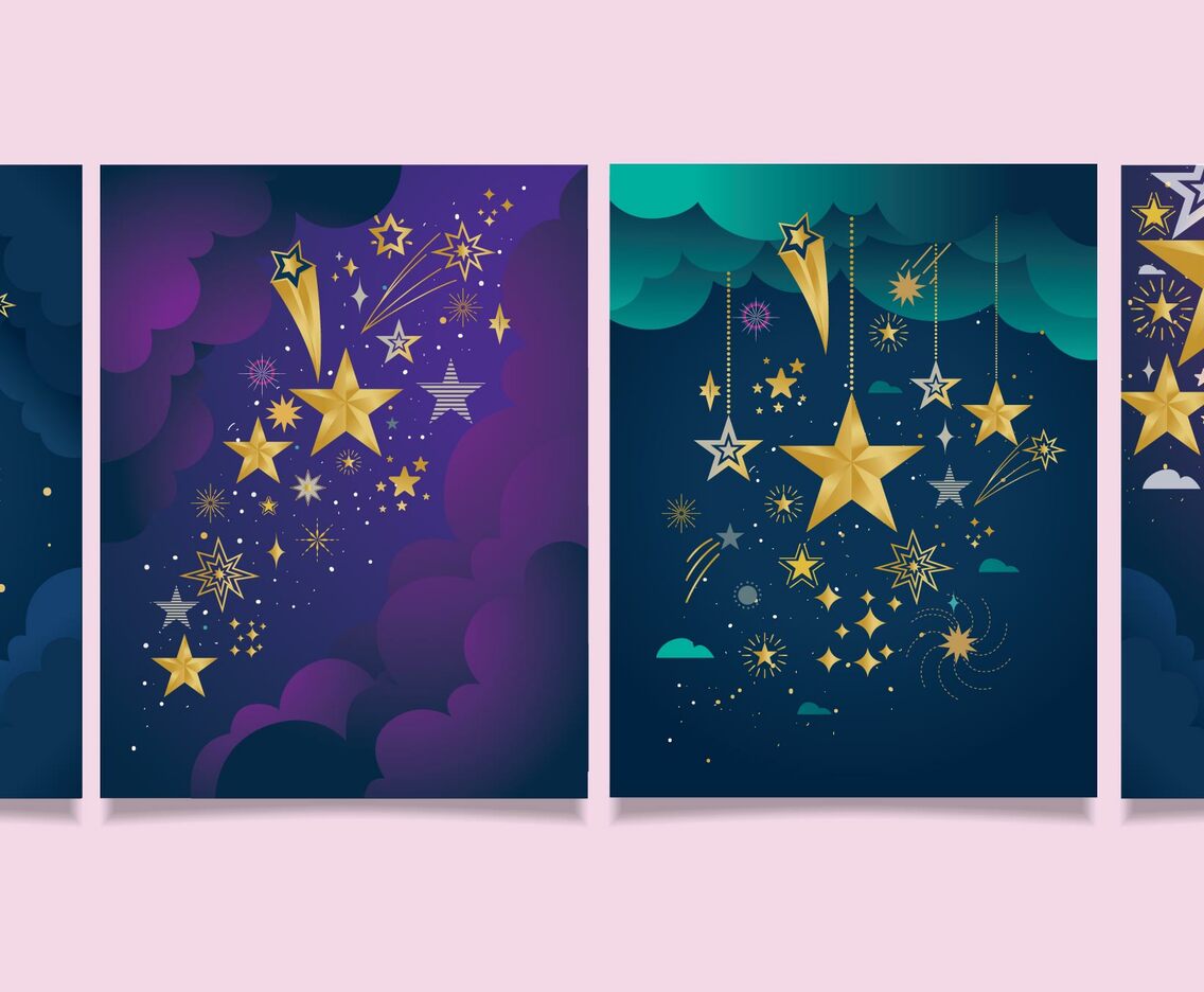 Sparkling Star Card with Purple and Indigo Shade