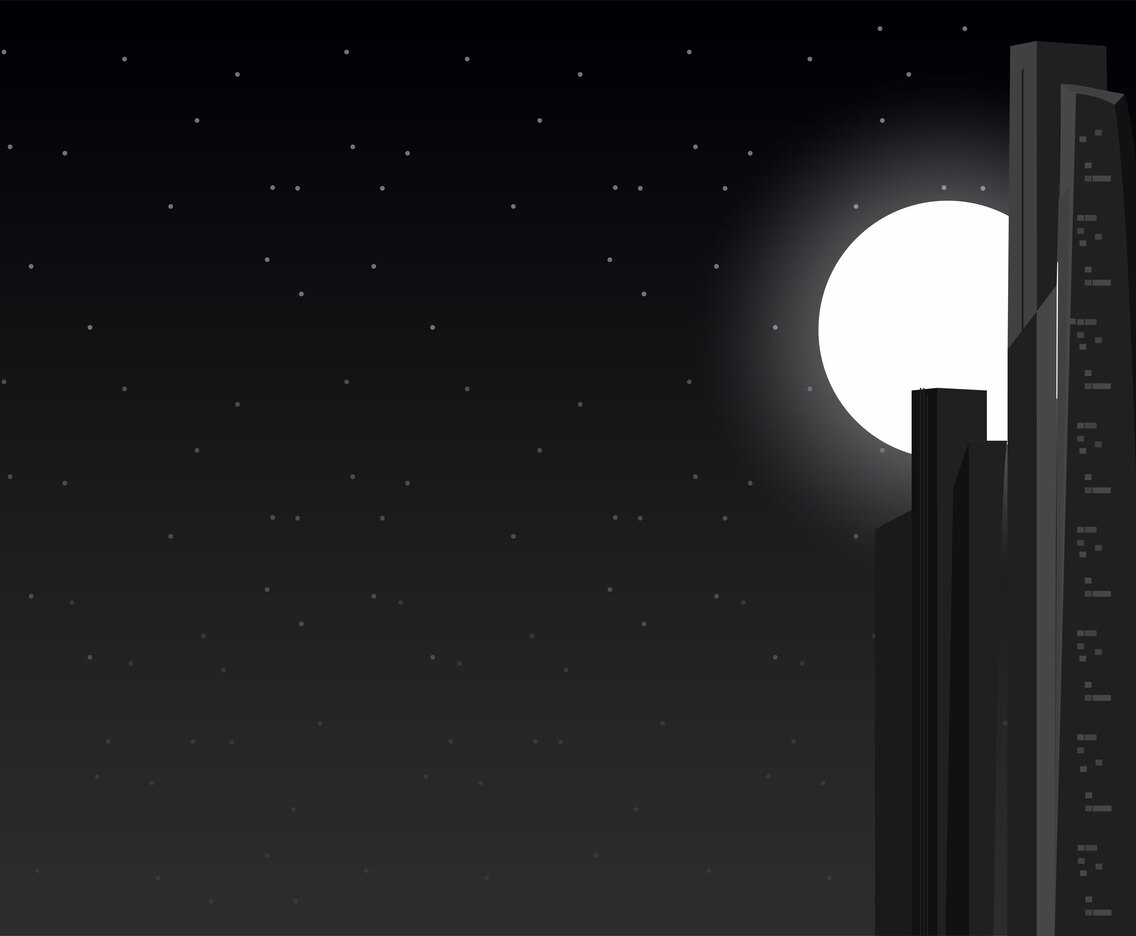 Futuristic Skycrapers with Full Moon Background