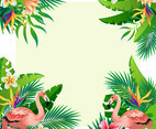 Beautiful Flower Background with Flamingoes