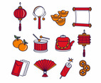 New Year Thin Line Icons