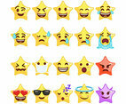 Set of stylish emoji star icons
