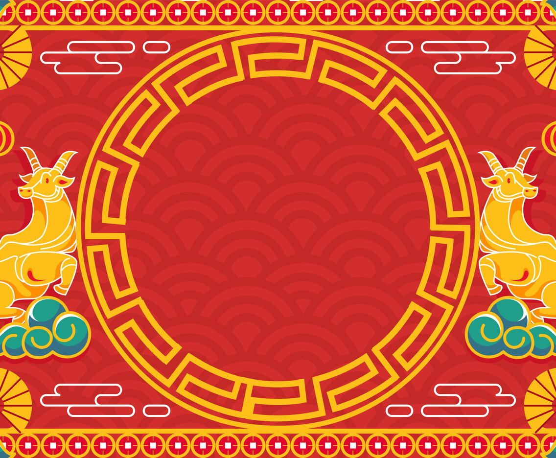Festive Happy Chinese New Year of Ox Backdrop