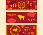 Red And Gold Ox Year Banner