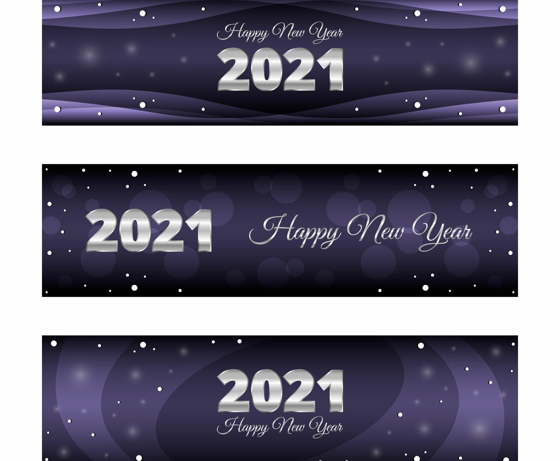 Sparkle Silver Purple 2021 New Year Banners
