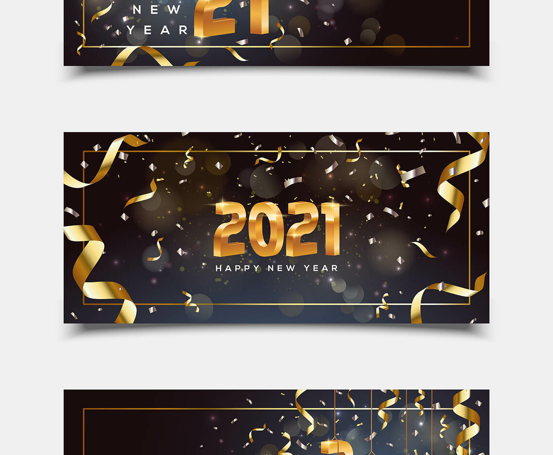 Elegant Happy New Year 2021 Banner Templates